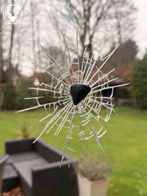 Realistic prank broken glass with stone 3D print new
