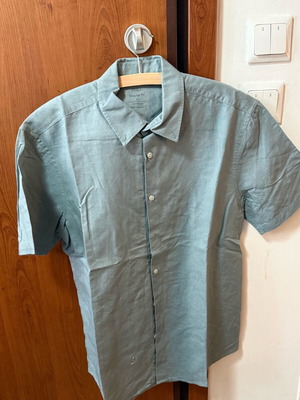 Men's short-sleeve linen shirt khaki large like new Marks & Spencer