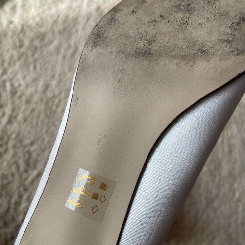 Rainbow Club satin ivory wedding ballerinas used
