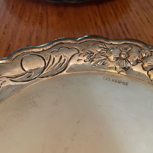 Gianniotika silver-plated plates used, pack of 20, handmade carving