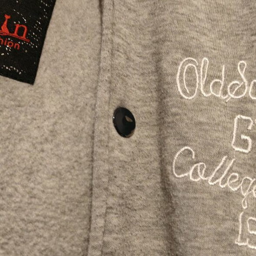 Varsity Jacket used, gray and dark blue, medium/large size