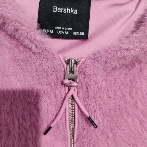 Bershka pink fluffy jacket size M like new