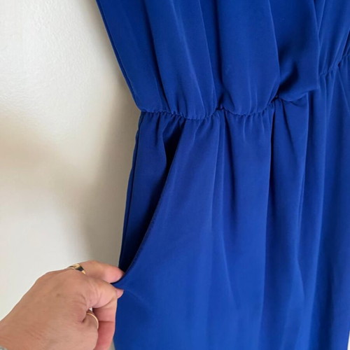 Maxi dress BSB like new, royal blue, V-neck, short sleeves, pockets