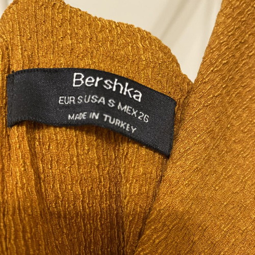 Bershka mustard-brown dress with slit, size S, like new