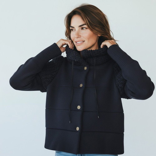 Red Valentino dark blue 100% wool knitted cardigan with lining, size L