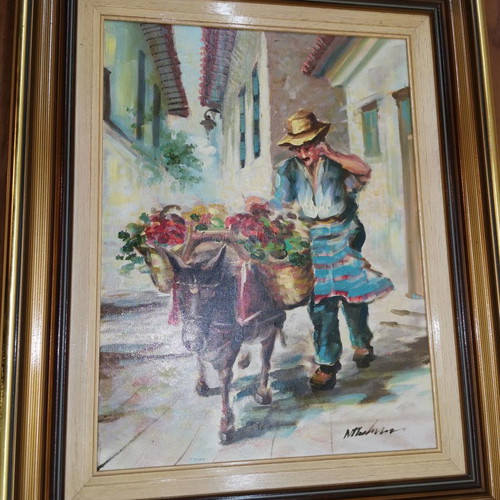 Nikos Papadopoulos painting "O Manavis" oil on canvas new