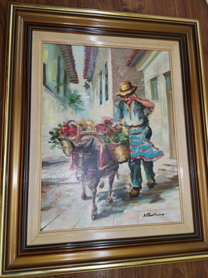 Nikos Papadopoulos painting "O Manavis" oil on canvas new