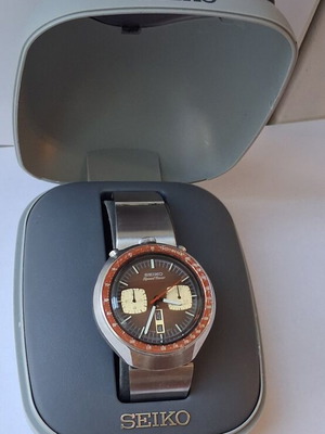 Seiko Bullhet αυτόματος χρονογράφος ρολόι μεταχειρισμένο, καφέ και ασημί