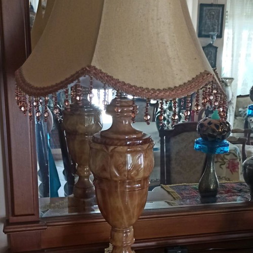Vintage alabaster lamp very old, height 68 cm, very good condition