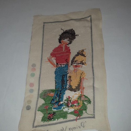 Vintage gobelin embroidery without frame 40x20 cm