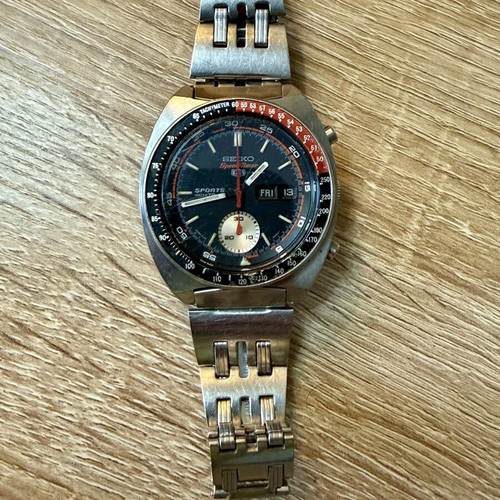 Seiko 6139-6031 Coke Vintage Chronograph watch used with original bracelet