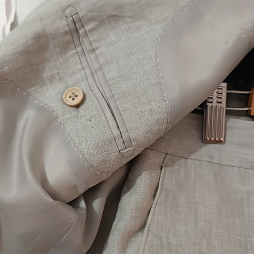 Leonardo men's suit 100% linen beige like new, jacket and trousers 50/44