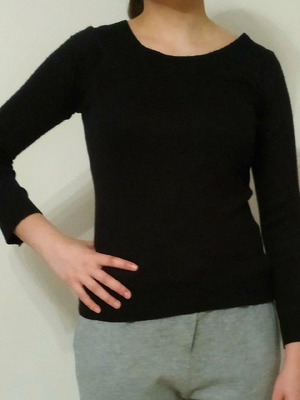 Long-sleeve blouse used, black, vintage piece, size S