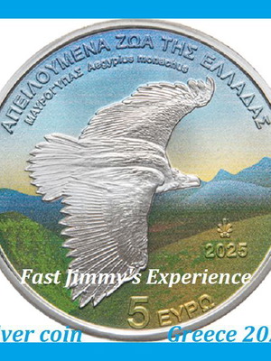 Official Colored Silver Coin 5 Euro Black Vulture 2025 new
