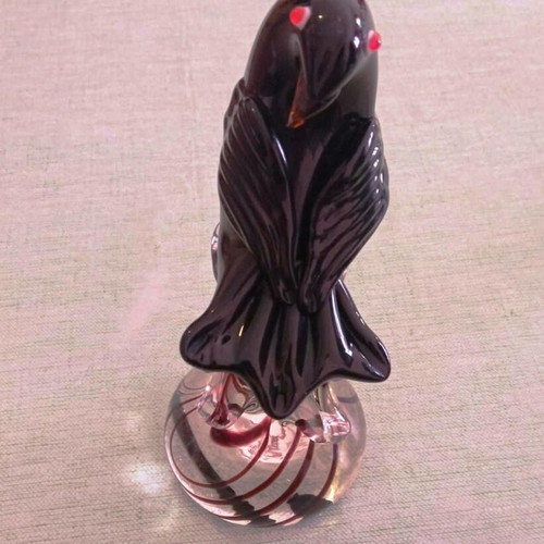 Vintage Murano γυάλινο διακοσμητικό πουλί, χειροποίητο art glass 1960–1980