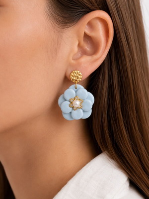 Handmade Polymer Clay Flower Earrings turquoise, new