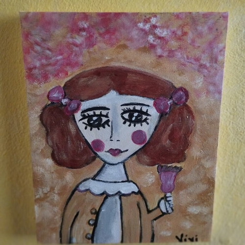 Painting on canvas girl, like new
