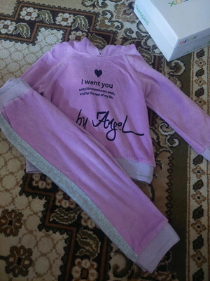 Velour tracksuit for 2-year-old girl like new, purple
