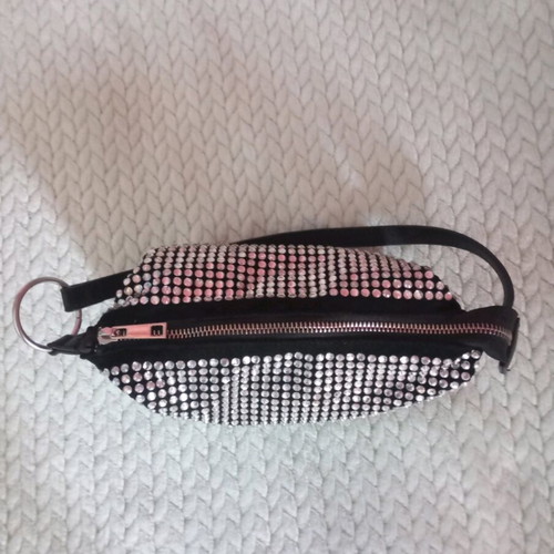 Zara black shoulder bag with studs and strass like new