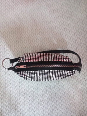 Zara black shoulder bag with studs and strass like new