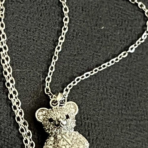 Teddy Bear Necklace new, stainless steel with sparkling zirconia