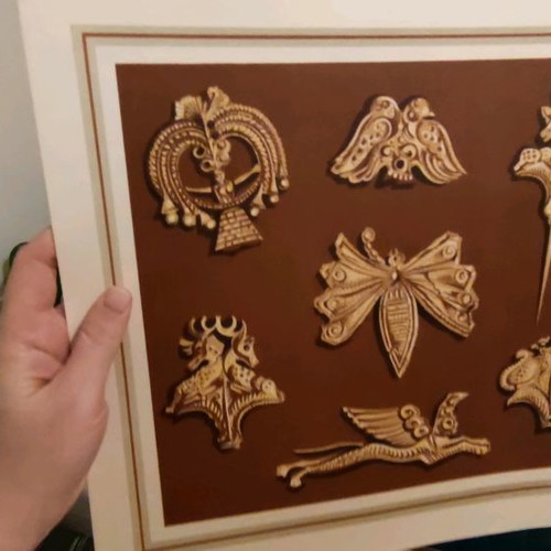 Mycenaean colored prints used from frescoes and golden grave goods