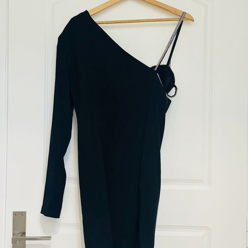 Dress with one shoulder and strass bra like new, black, size S