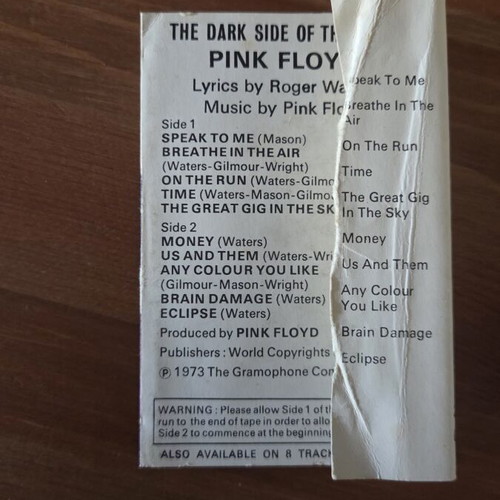 Pink Floyd The Dark Side of the Moon cassette tape used, rock