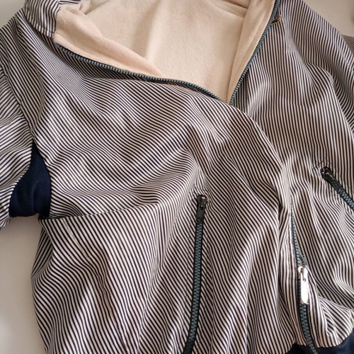 Lacoste women's jacket used, size L, striped with cotton lining