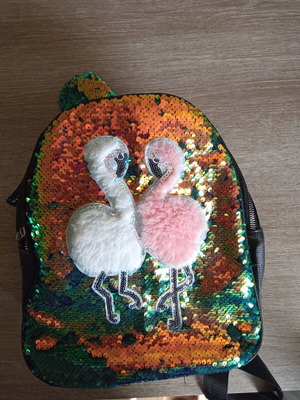 Backpack bag with flamingo design like new