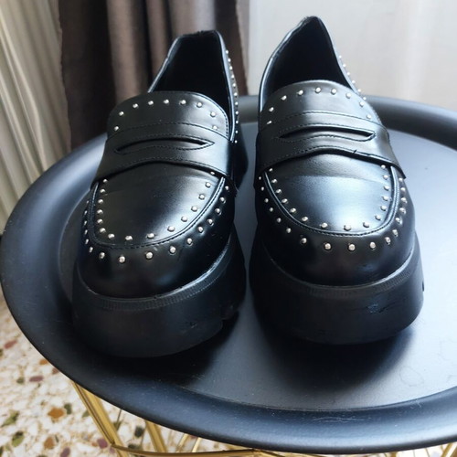 Loafer Alta Moda black with silver studs new, synthetic leather