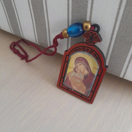 Set of 2 new religious amulets with images of Virgin Mary and Kosmas Aitolos