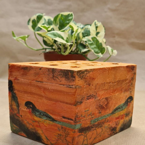 Wooden pencil holder handmade from recyclable wood like new