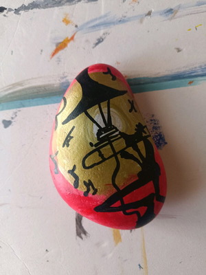 Painted stone new with acrylic colors