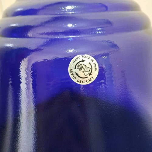 Large glass bell handmade, blue, like new
