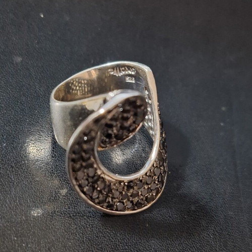 Oxette Silver Ring 9.25 with Black Zirconia New