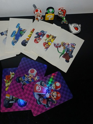 Super Mario collectible set like new with cards, stickers & pin