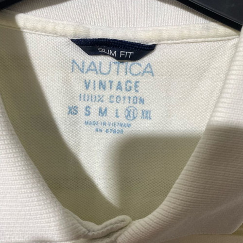 Nautica men's polo shirt XL used, white striped