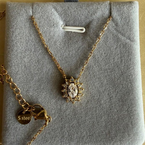 Women's necklace stainless steel with gold plating and zircon