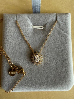 Women's necklace stainless steel with gold plating and zircon