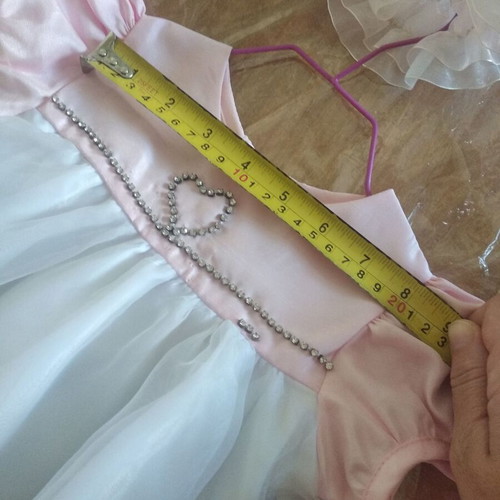 Baptism dress used white-pink with rhinestones for 9 months old