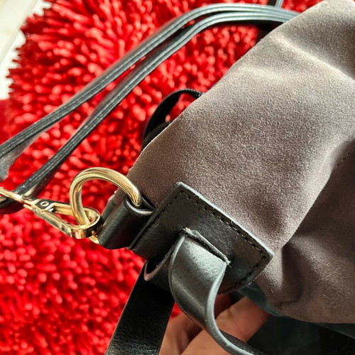 Achilleas large shoulder bag suede real leather like new gray green