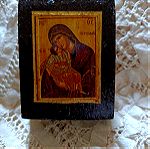  Εικόνιτσα Παναγια η γλυκοφιλούσα μικρή ξύλινη αντίγραφο βυζαντινής