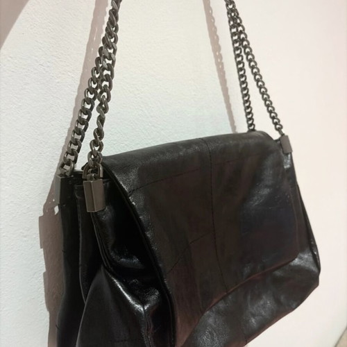 Zara black rock shoulder bag with chain strap like new
