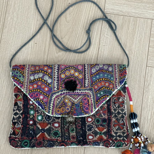 Boho Ethnic Crossbody Bag and Clutch with Embroidery like new