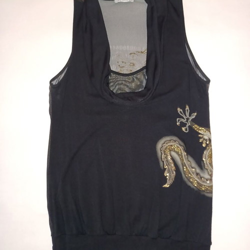 Lynne Sleeveless blouse used, black with gold