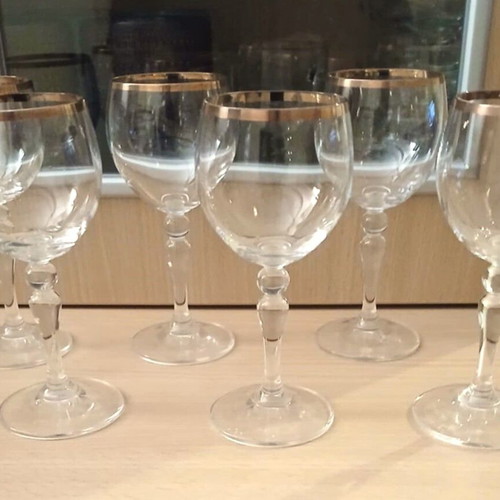 Set of 6 Bohemia crystal wine glasses new from Czechia