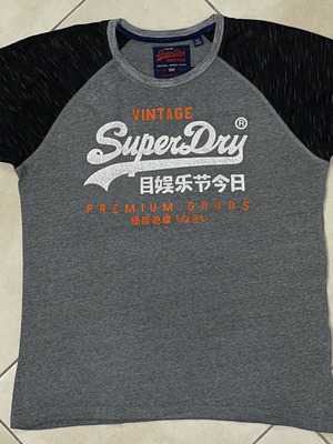 Superdry Vintage Raglan T-Shirt Grey Black size XL like new