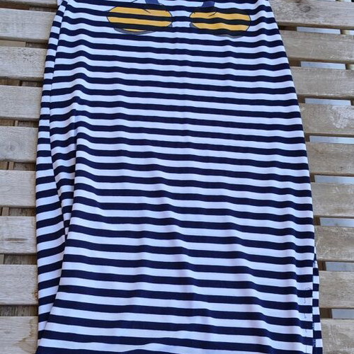 Maxi striped dress with Mickey like new, white and blue