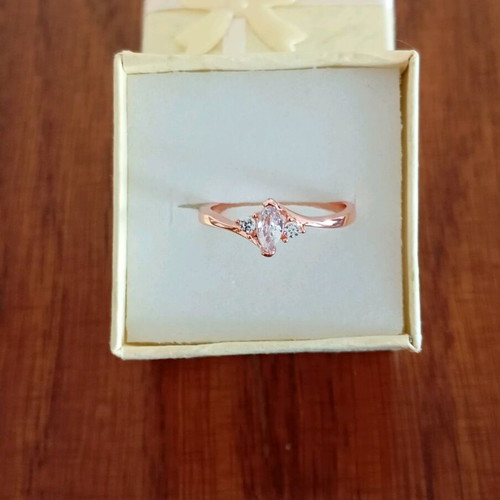 Ring used, gold plated with zircon stones size 7 pink gold
